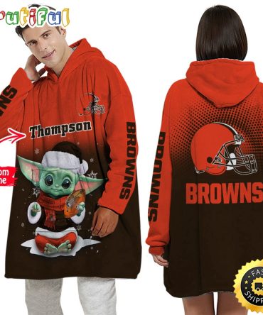 Personalized Nfl Cleveland Browns Blanket Hoodie Baby Yoda Lover Unisex Hoodie