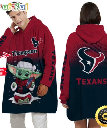 Personalized Nfl Houston Texans Blanket Hoodie Baby Yoda Lover Unisex Hoodie