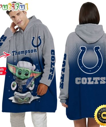 Personalized Nfl Indianapolis Colts Blanket Hoodie Baby Yoda Lover Unisex Hoodie