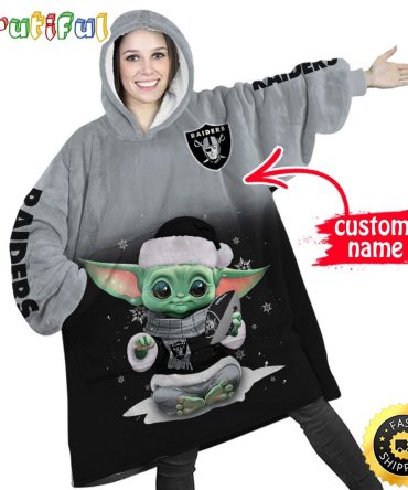 Personalized Nfl Las Vegas Raiders Blanket Hoodie Baby Yoda Lover Unisex Hoodie