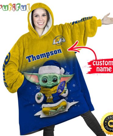 Personalized Nfl Los Angeles Rams Blanket Hoodie Baby Yoda Lover Unisex Hoodie
