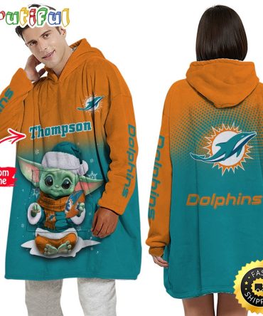 Personalized Nfl Miami Dolphins Blanket Hoodie Baby Yoda Lover Unisex Hoodie