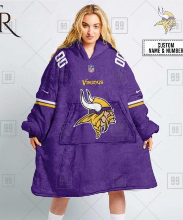 Personalized Nfl Minnesota Vikings Home Jersey Blanket Hoodie