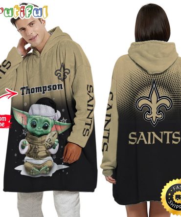 Personalized Nfl New Orleans Saints Blanket Hoodie Baby Yoda Lover Unisex Hoodie