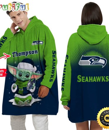 Personalized Nfl Seattle Seahawks Blanket Hoodie Baby Yoda Lover Unisex Hoodie