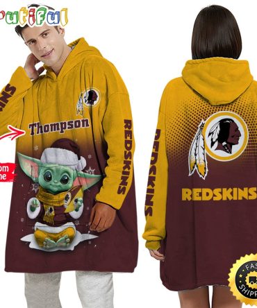 Personalized Nfl Washington Commanders Blanket Hoodie Baby Yoda Lover Unisex Hoodie