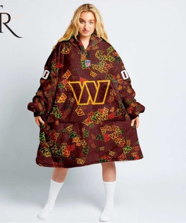 Personalized Nfl Washington Commanders With A Bold And Dense Logo Design Hoodie Blanket