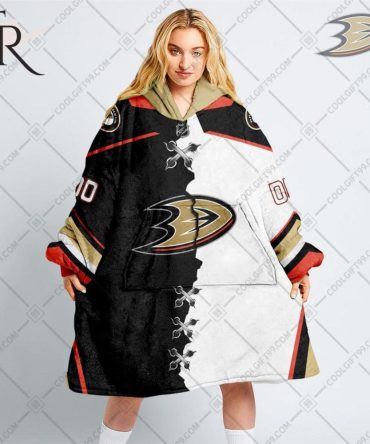 Personalized Nhl Anaheim Ducks Mix Jersey Blanket Hoodie