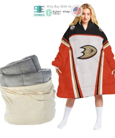 Best Personalized Anaheim Ducks White Orange Hooded Blanet Hoodie