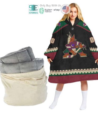 Best Personalized Arizona Coyotes Logo Black Hooded Blanet Hoodie