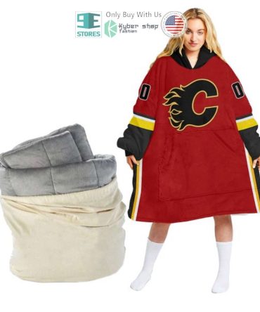 Best Personalized Calgary Flames Logo Red Hooded Blanet Hoodie