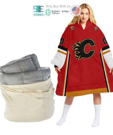 Best Personalized Calgary Flames Red Hooded Blanet Hoodie