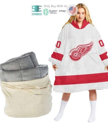 Best Personalized Detroit Red Wings Logo White Hooded Blanet Hoodie