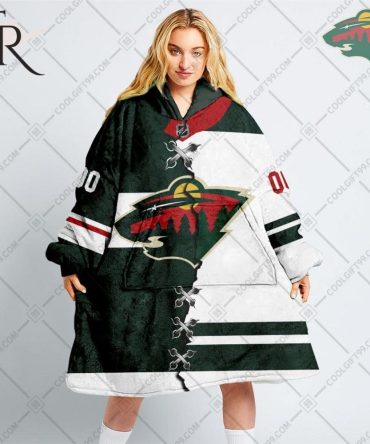 Personalized Nhl Minnesota Wild Mix Jersey Blanket Hoodie