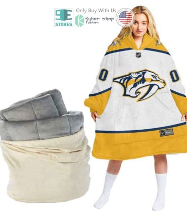Best Personalized Nashville Predators Logo White Hooded Blanet Hoodie