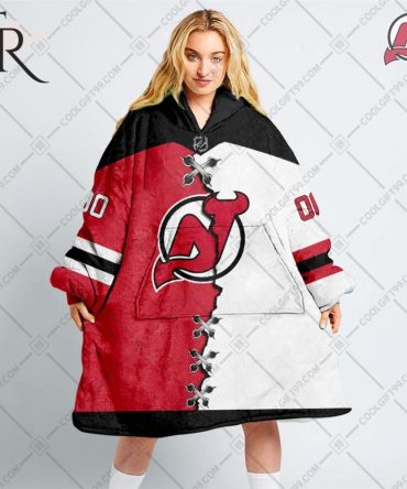 Personalized Nhl New Jersey Devils Mix Jersey Blanket Hoodie