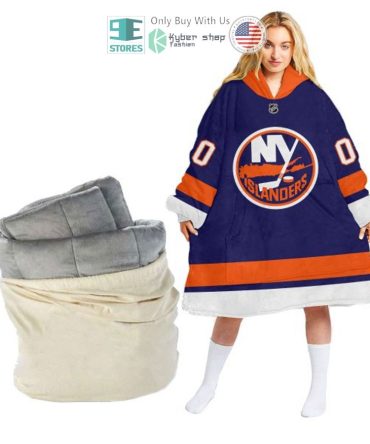 Best Personalized New York Islanders Blue Orange Hooded Blanet Hoodie