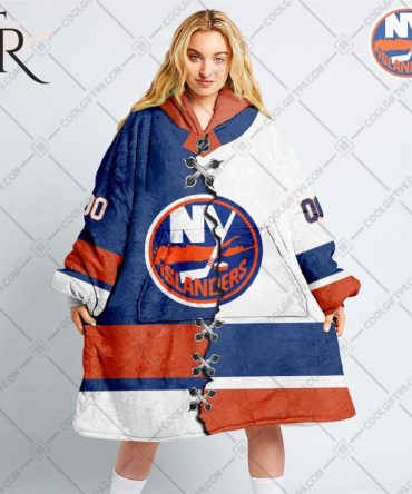 Personalized Nhl New York Islanders Mix Jersey Blanket Hoodie