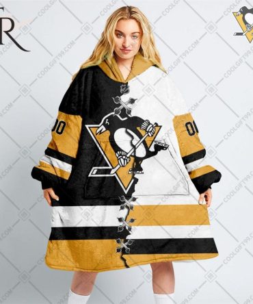 Personalized Nhl Pittsburgh Penguins Mix Jersey Blanket Hoodie