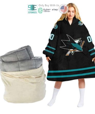 Best Personalized San Jose Sharks Logo Black Hooded Blanet Hoodie
