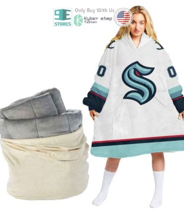 Best Personalized Seattle Kraken White Hooded Blanet Hoodie