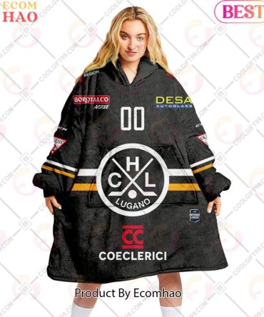 Personalized Nl Hockey Hc Lugano Home Jersey Style Oodie, Flanket, Blanket Hoodie, Snuggie