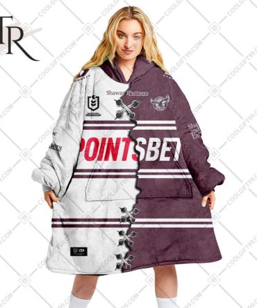 Personalized Nrl Manly Warringah Sea Eagles Mix V2 Jersey Oodie, Flanket, Blanket Hoodie, Snuggie