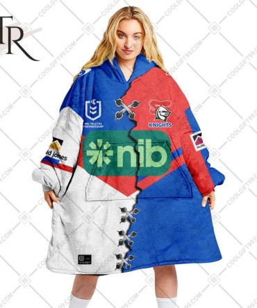 Personalized Nrl Newcastle Knights Mix V2 Jersey Oodie, Flanket, Blanket Hoodie, Snuggie