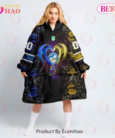 Personalized Nrl Parramatta Eels Rose Dragon Oodie, Flanket, Blanket Hoodie, Snuggie