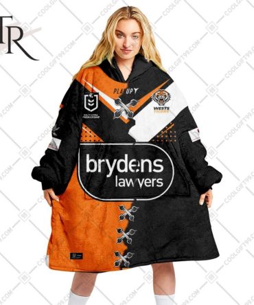 Personalized Nrl Wests Tigers Mix V2 Jersey Oodie, Flanket, Blanket Hoodie, Snuggie