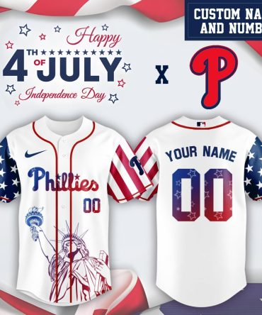 Custom 4Th Of July Phillies Jersey - Personalized Name & Number - Independence Day Special