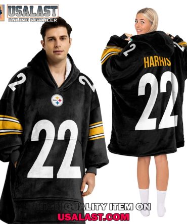 Hot Personalized Pittsburgh Steelers Najee Harris Unisex Blanket Hoodie