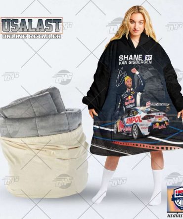Personalized Triple Eight Red Bull Ampol Racing Shane Van Gisbergen #97 V8 Supercars Blanket Hoodie Hoodie Blanket