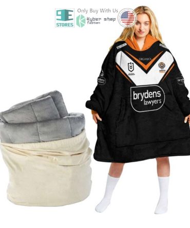 Best Personalized Wests Tigers Black Hooded Blanet Hoodie