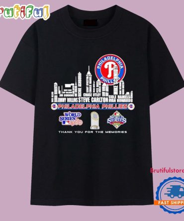Philadelphia Phillies Thank You For The Memories Skyline City Players Names T Shirt