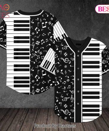 Musical Notes & Piano Keys Baseball Jersey - Unique Graphic Tee For Music Lovers