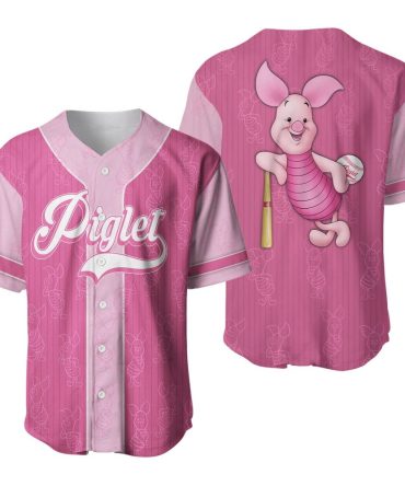Adorable Pink Piglet Baseball Jersey - Fun Cartoon Design For Kids & Adults