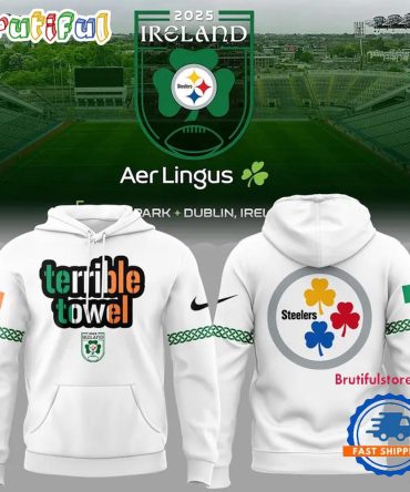 Pittsburgh Steelers Ireland 2025 Limited Edition Dublin Game White Hoodie Shirt