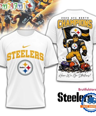 Pittsburgh Steelers Nfl Afc North Champions 2025-2026 White 3D Shirt