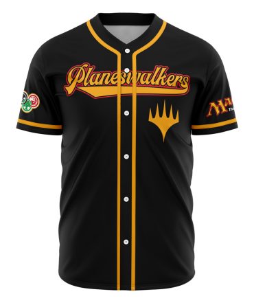 Magic Planeswalkers Baseball Jersey - Stylish Black & Gold Design For Fans