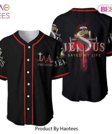 Faith-Inspired Baseball Jersey - 'Jesus Saved My Life' Design By Haotees