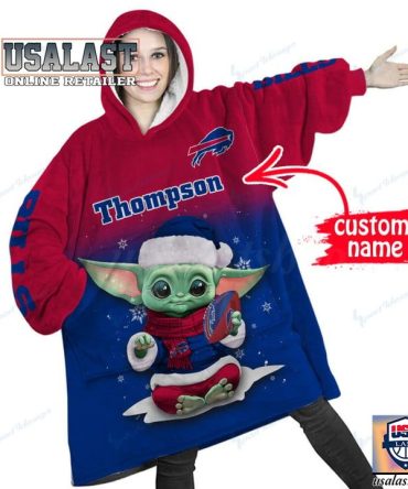 New Personalized Buffalo Bills Baby Yoda Blanket Hoodie Hoodie Blanket