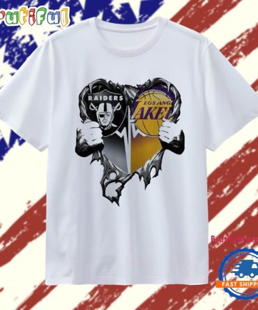 Raiders And Los Angeles Laker Inside Heart 2025 T Shirt