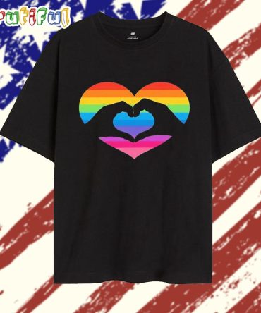 Rainbow Heart Love Hands Lgbt T Shirt