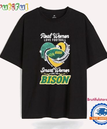 Real Women Love Basketball Smart Women Love The North Dakota State Bison Diamond Heart T Shirt