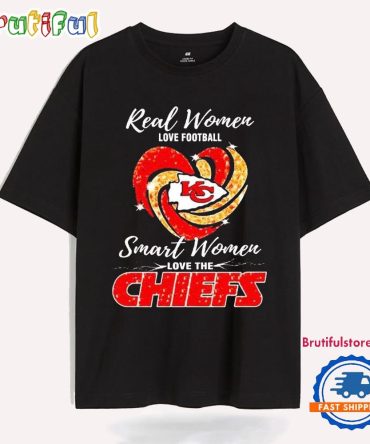 Real Women Love Football Smart Women Love The Kansas City Chiefs Heart Diamond T Shirt