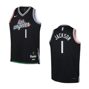 2022-23 Los Angeles Clippers Youth City Edition Reggie Jackson Black Jersey - Alzaintravels
