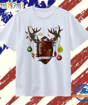 Reindeer Football Christmas Lights T Shirt