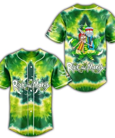 Rick & Morty Tie-Dye Baseball Jersey - Vibrant Green, Unisex, Limited Edition Fan Apparel