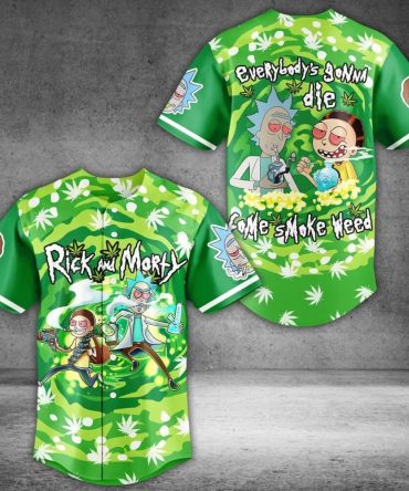 Rick & Morty Green Graphic Baseball Jersey - Fun Cannabis Design Shirt